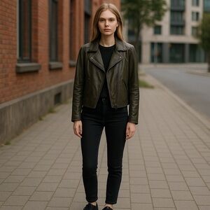 BLANK NYC Women's Vegan Leather Moto Biker Cropped Jacket Sz M Festival‎ Goth